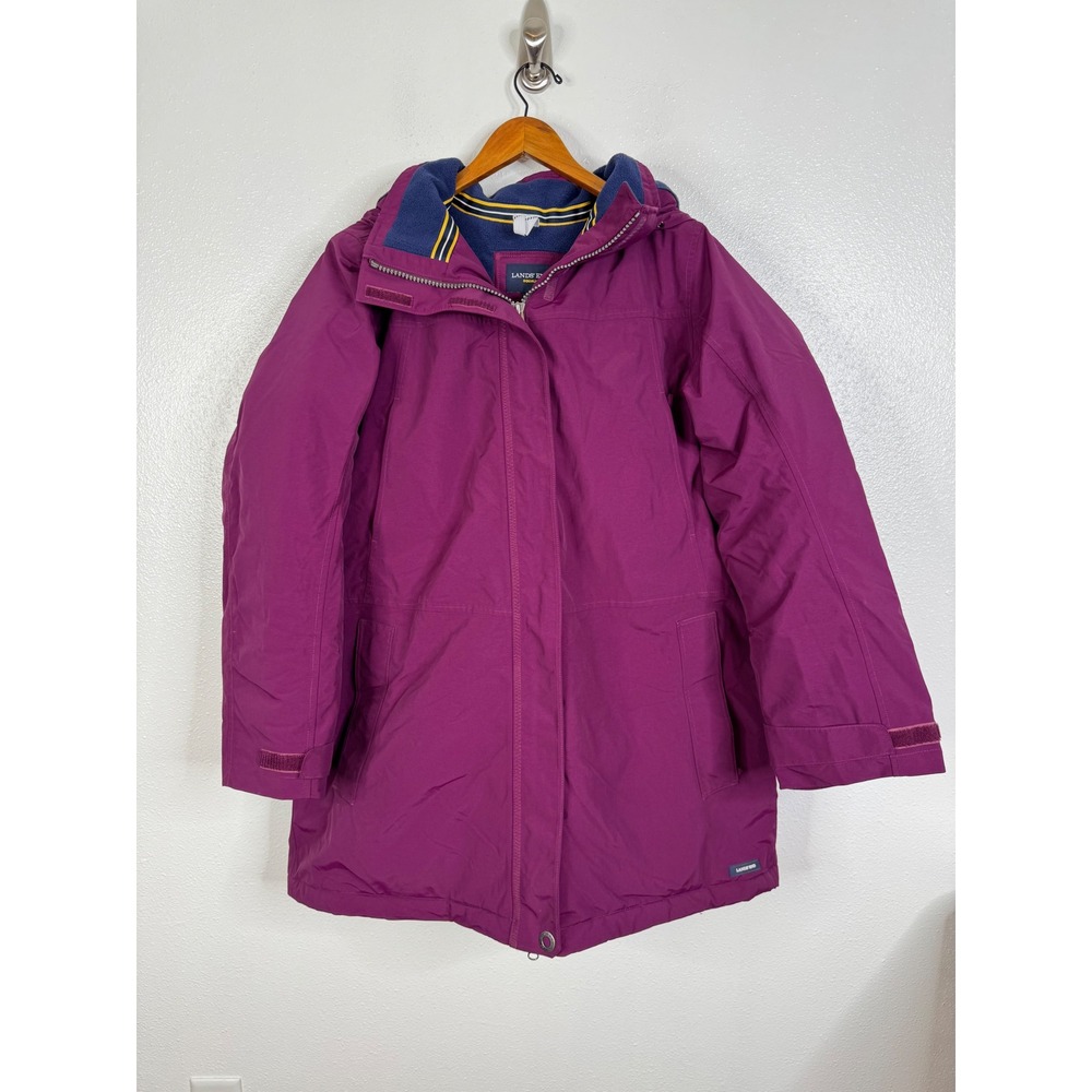Lands End Squall Parka Womens 1X 16W-18W Purple Waterproof Fleece Lined Jacket
